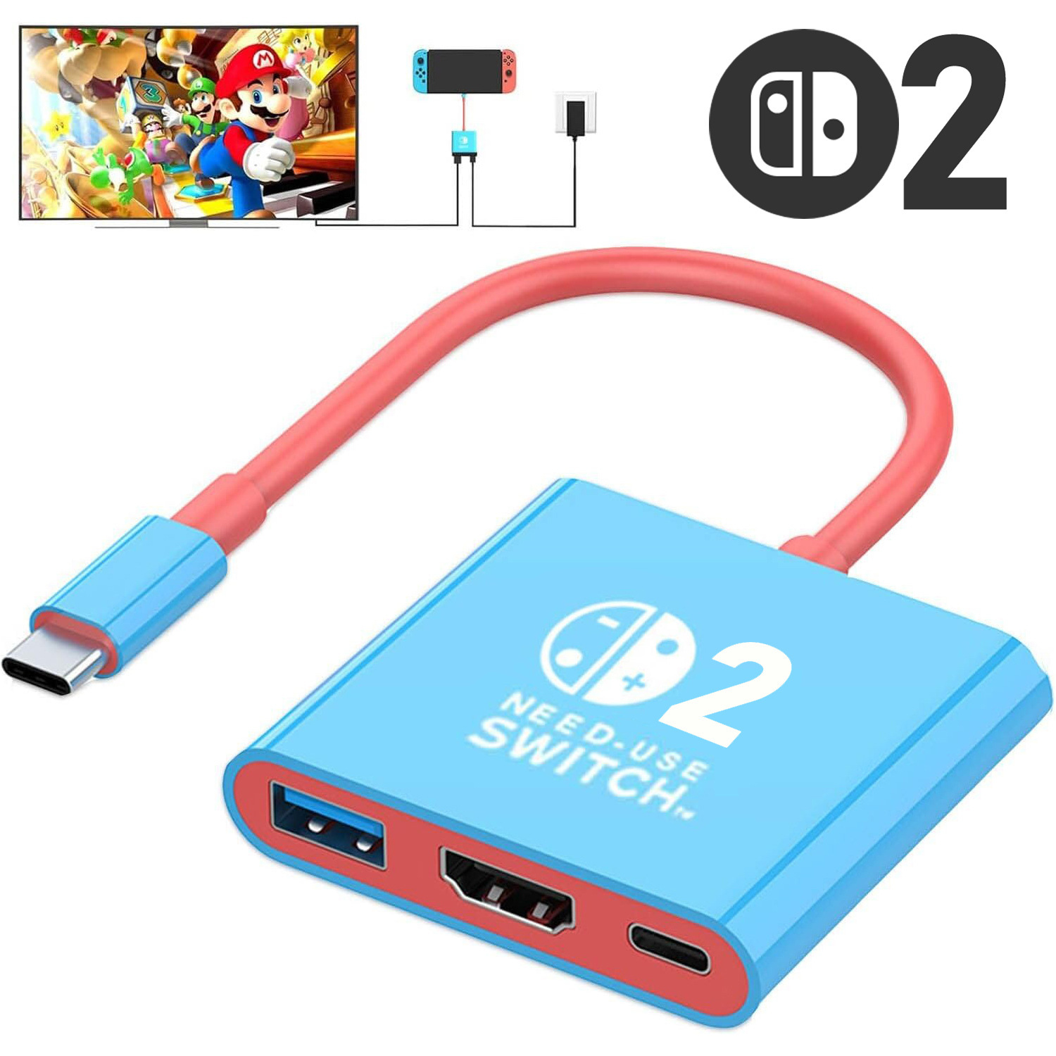Gaming Kit Accessories Nintendo Switch - Switch2用Type-Cドッキングステーション HDMI+USB3.0+PDポート 3in1 HDMI 4K 60Hz