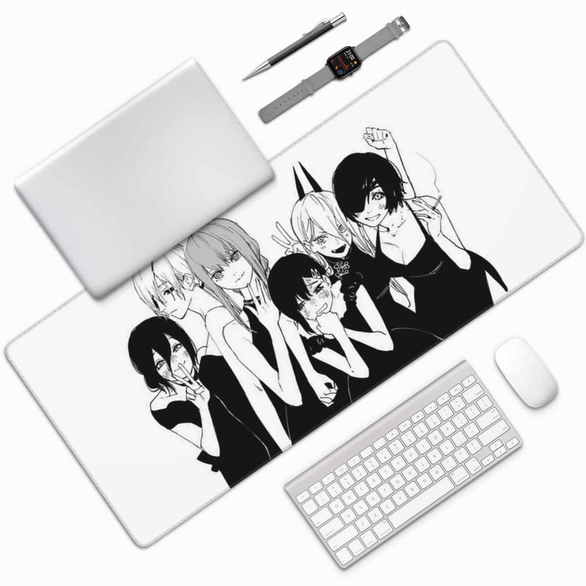 Gaming Accessories Men - アニメチェーンソーマン大型マウスパッドコンピュータキーボードマウスマットゲーム PC ラップトップデスクマットオフィスアクセサリーテーブルマット
