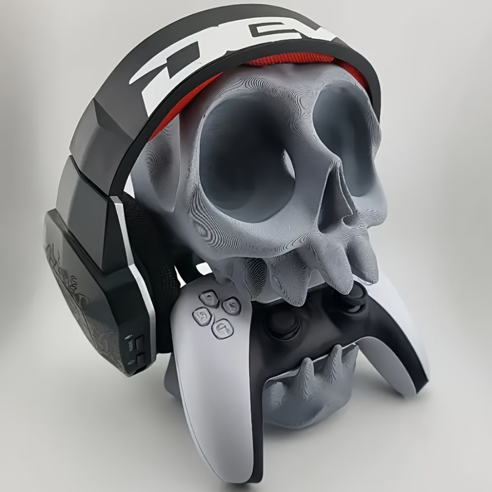 Gaming Accessories Headset - 頭蓋骨型コントローラースタンドヘッドフォンホルダー 2-in-1 ゲームアクセサリー ゴシックヘッドセット & ゲームパッドディスプレイスタンド