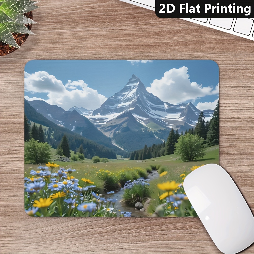 Gaming Accessories For Pc Setup - ゲーミングオフィスノンスリップマウスパッド風光明媚な山の花の風景デスクマットPCコンピュータラップトップアクセサリーゲーマーセットアップ装飾