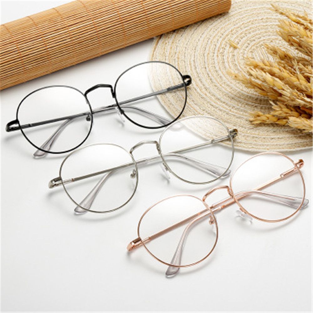 Gaming Accessories Men - 男性と女性のためのヴィンテージメタルラウンドサングラス,クリアレンズ,老眼,遠視,ユニセックス