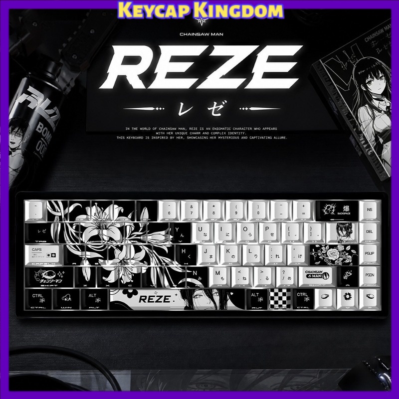 Gaming Accessories Men - 新しい Reze 5.0 アニメキーキャップチェーンソーマンテーマメカニカルキーボード PBT カスタムかわいいキーキャップ