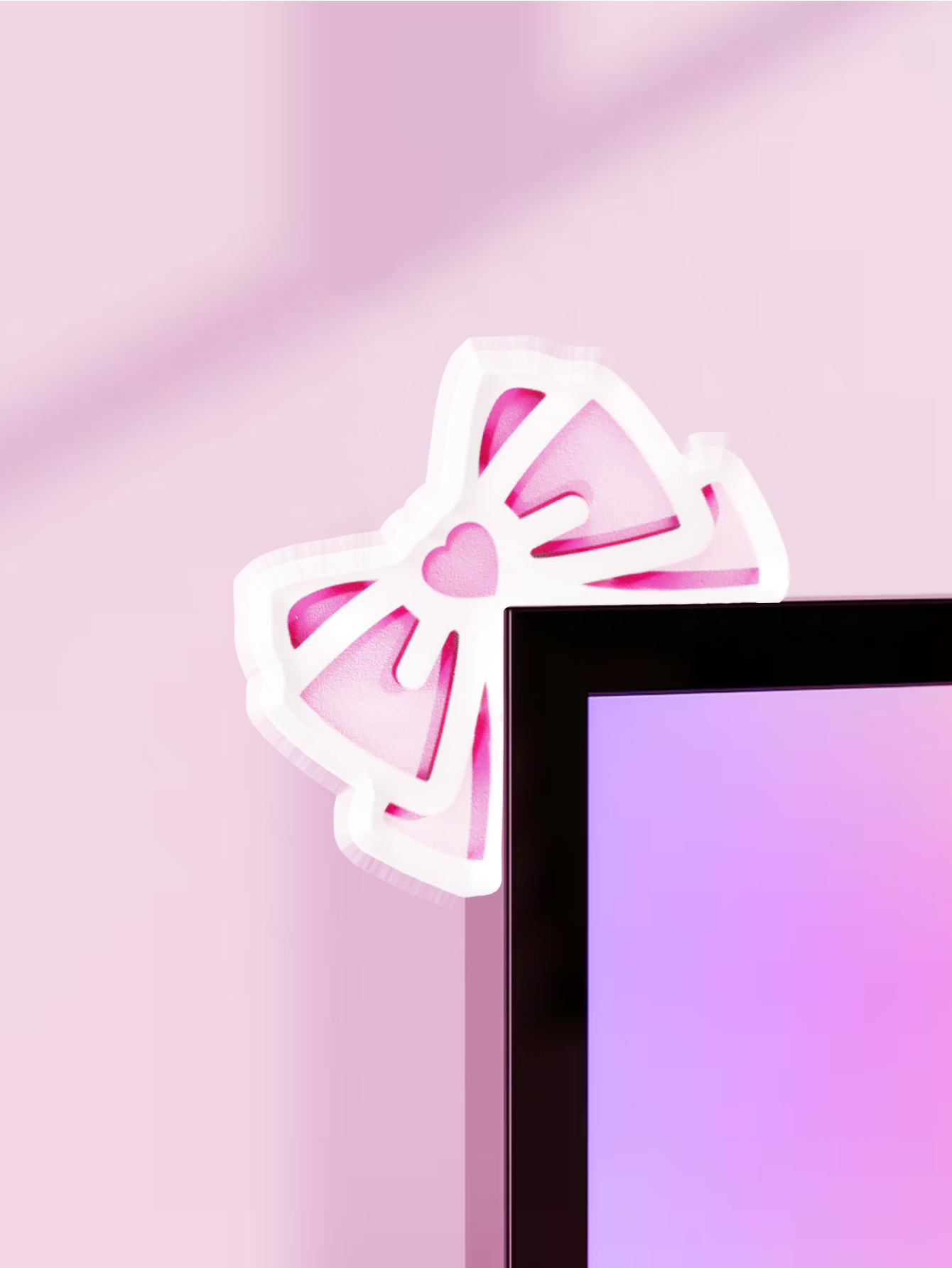 Gaming Accessories For Pc Setup - かわいいリボンモニター装飾 ピンクアクリルリボンノットPCアクセサリー キュートなデスクトップデコレーション ゲームセットアップ、スクリーン、ホームオフィス、ギフトに