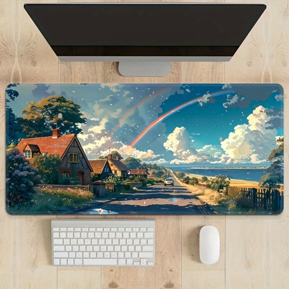 大型の海岸村風デスクトップマット - PCアクセサリー、ゲー - Gaming Accessories For Pc Setup のレビューと価格