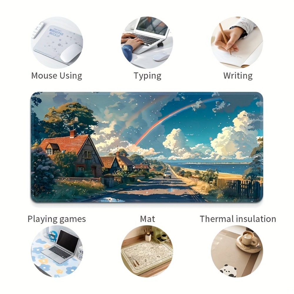 大型の海岸村風デスクトップマット - PCアクセサリー、ゲー - Gaming Accessories For Pc Setup のレビューと価格