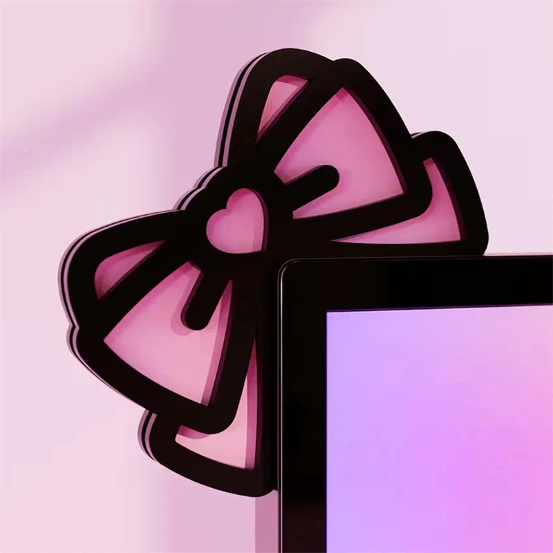 かわいいピンクのアクリル製リボンモニターデコレーション、蝶結 - Gaming Accessories For Pc Setup のレビューと価格