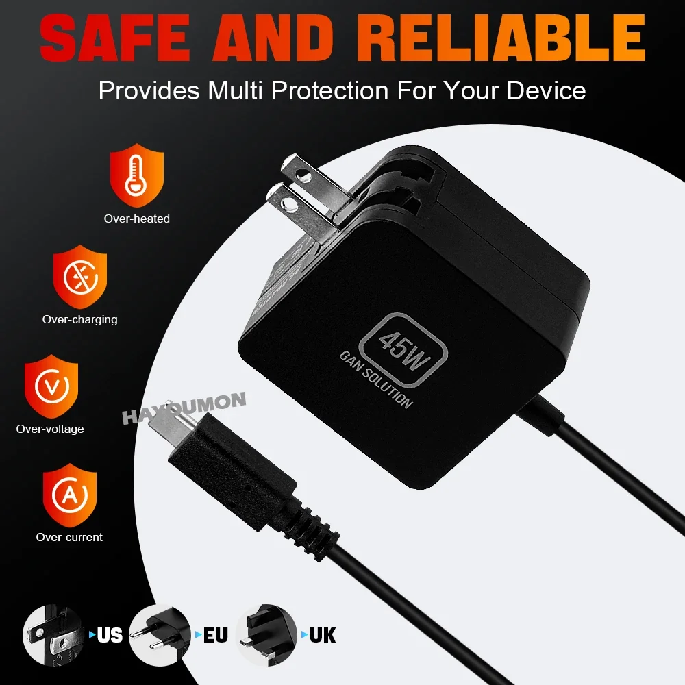 45W ACアダプター急速充電器 EU/US/UKプラグ付き - Gaming Accessories Uk のレビューと価格